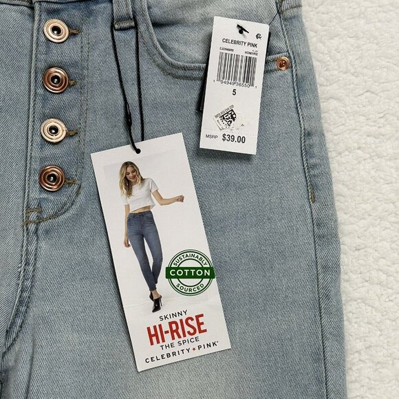 Celebrity Pink Women's Button Fly High Rise Spice Skinny Denim Jeans Size 27 NWT - Picture 2 of 11